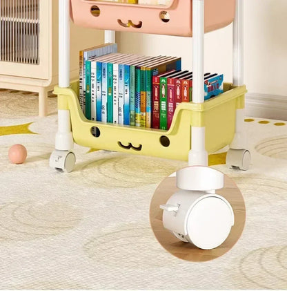 4 Layer Toy Storage Trolley & Bookshelf - Kids Organizer, Snack Rack, Bathroom & Kitchen Storage