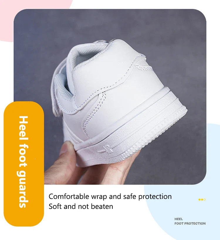 Kids White Sneakers — Boys & Girls Sport Casual Shoes, Non-Slip School Walking & Running Shoes, Sizes 28-39