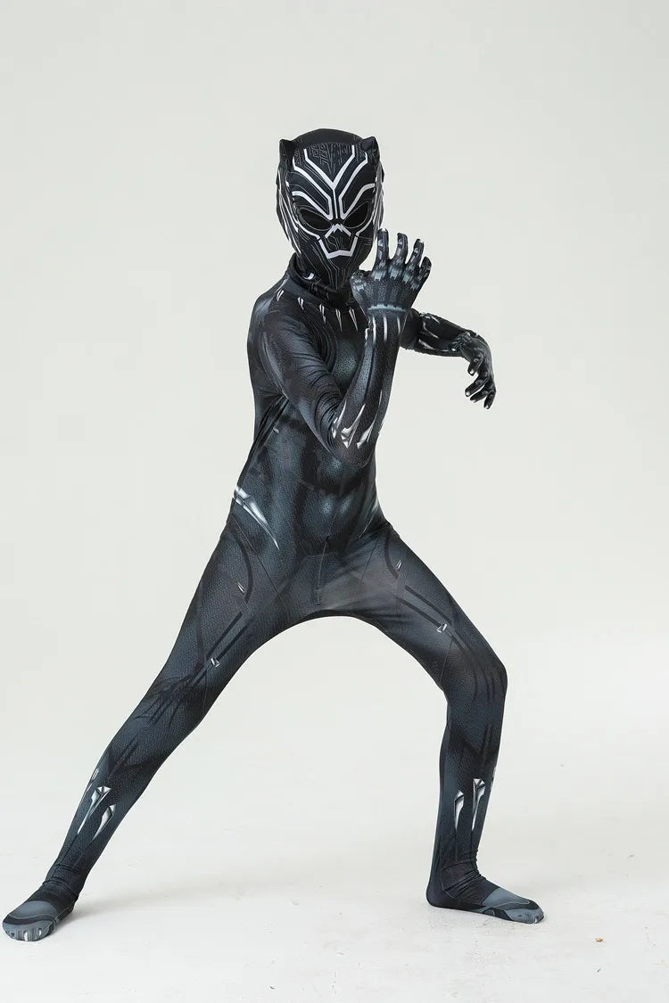 Anime Superhero Black Panther Cosplay Costume – Jumpsuit Bodysuit for Kids, Boys & Adults, Halloween Dress-Up
