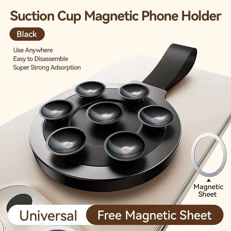 Joyroom Magnetic Suction Cup Phone Mount – Hands-Free Mirror Shower Stand, Silicone Case Holder for iPhone 16 ProMax