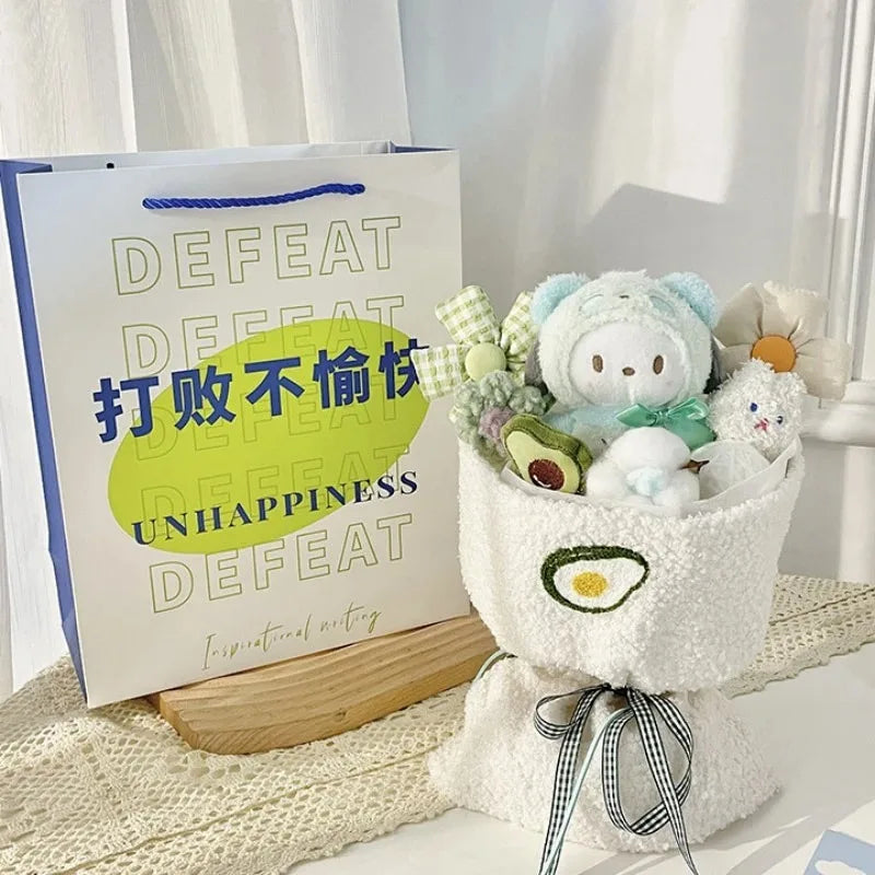 Sanrio Hello Kitty & Friends Plush Dolls Bouquet - Cinnamoroll, Kuromi, My Melody, Cute Cartoon Toys for Flower Girls & Kids - Perfect Holiday Gifts