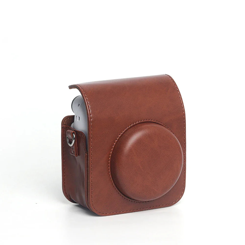 Retro Soft Mini Camera Case - PU Leather Cover with Shoulder Strap for Instax Mini 12
