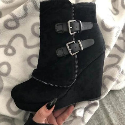 Women's Chunky Ankle Boots - Warm Retro Handmade Fashion Winter Boots