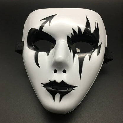 Halloween Masquerade Full Face Mask – Hand-Painted White & Black Gold Death Clown for Adults