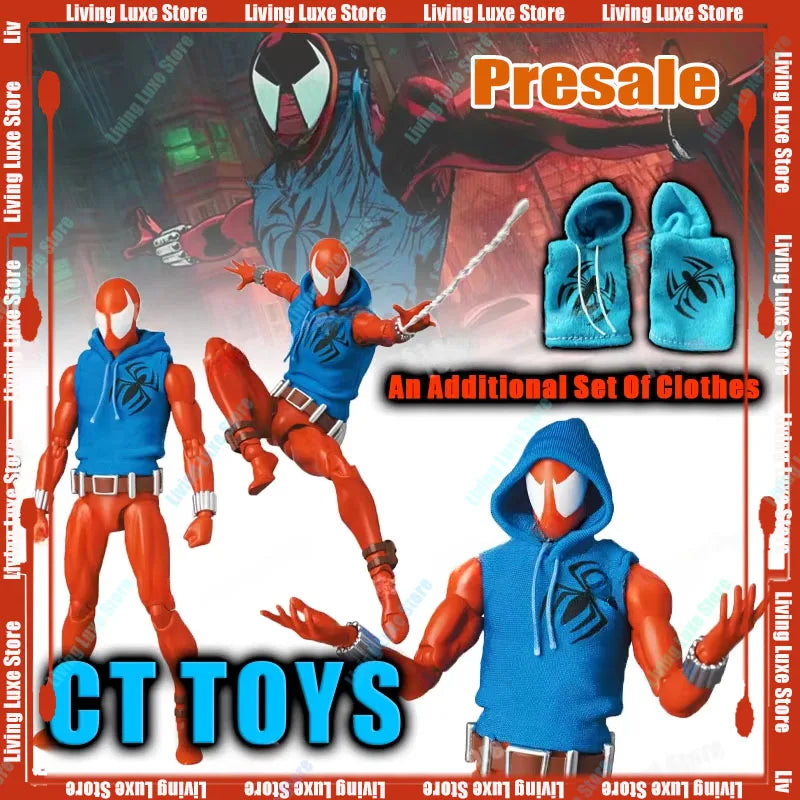 Ct Toys Scarlet Spider Action Figure — Mafex 186 Ben Reilly Comic Version | Spider-Man Anime Collection Model Toy Gift