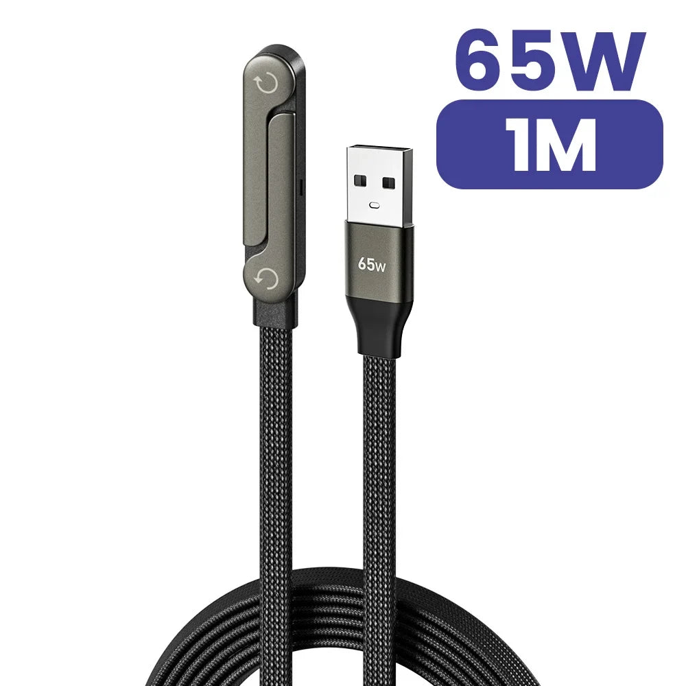 240W USB-C Fast Charging Cable - 2-in-1 Foldable Desktop Stand Data Cable for iPhone 17/16 & Samsung