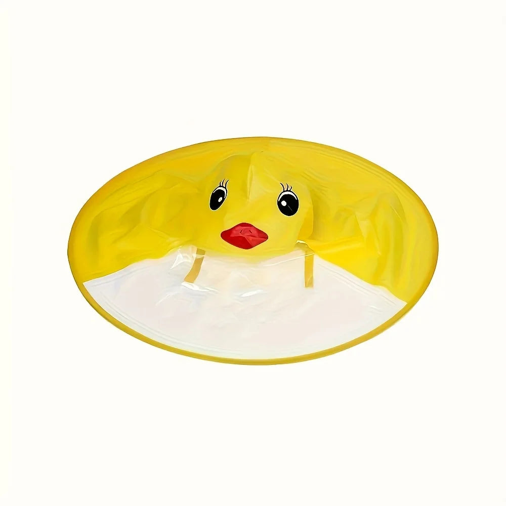 Duck-Shaped Umbrella Hat – Foldable Rain Poncho with Cute Yellow Duck Design for Fishing & Camping