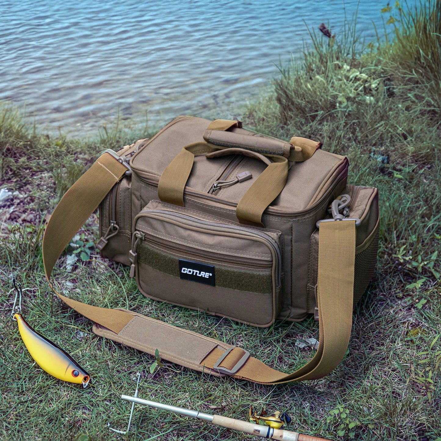 Goture Fishing Tackle Shoulder Bag – 38x23x19cm High Capacity 600D Oxford Cloth Outdoor Cycling & Camping Backpack