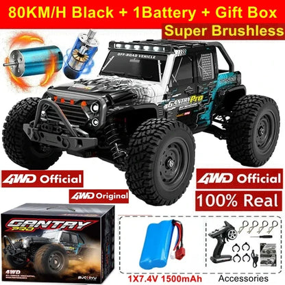 4WD Remote Control Car – Off-Road 4x4 RC High-Speed Buggy Truck, Brushless 50/80KM/H Drift Racing Toy for Kids & Adults