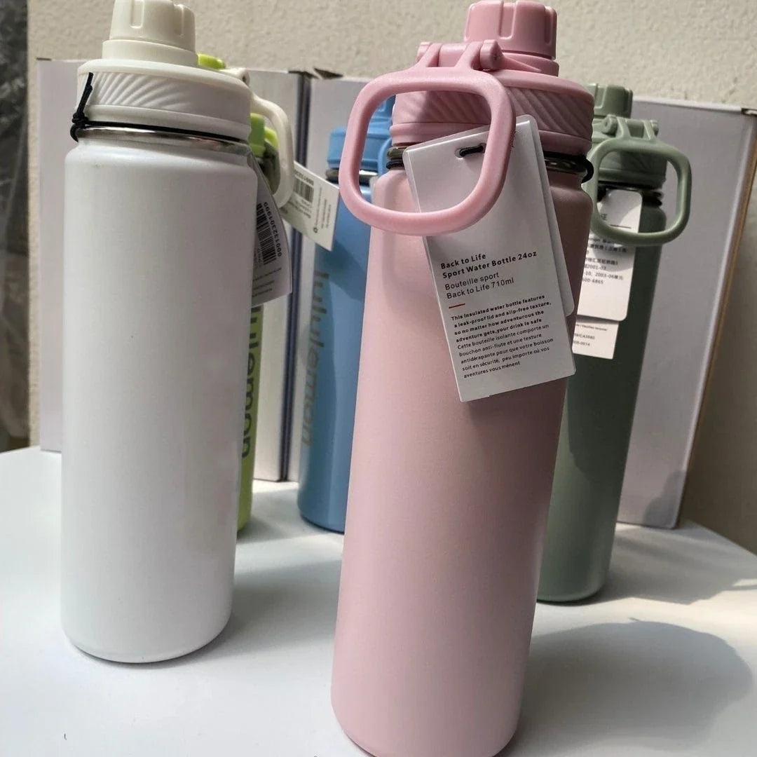 710ml Lulu Insulated Sports Water Bottle - Stainless Steel, Pure Titanium, Vacuum-Sealed, Leakproof, Portable Outdoor Cup