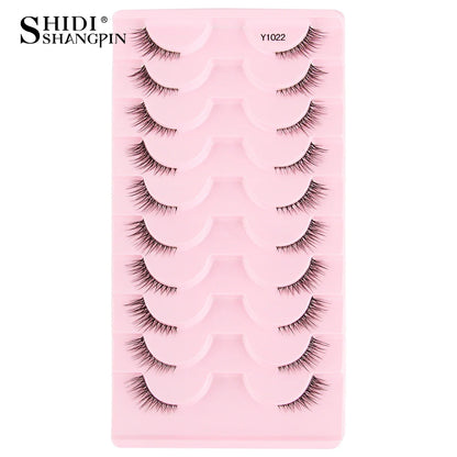 SHIDISHANGPIN 5/10 Pairs Cat Eye False Lashes – 3D Mink Half Lashes, Eyelash Extensions for Natural Makeup, Faux Cils Maquiagem