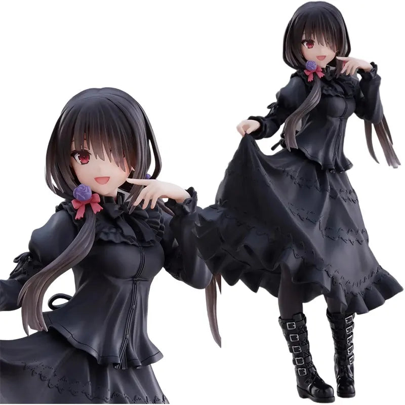 18cm Date A Live Tokisaki Kurumi Anime Figure — PVC Standing Model Toy in Black Dress, Cute Girl Car Interior Ornament