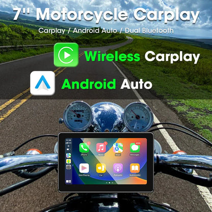 7-Inch Motorcycle GPS Navigation with Wireless Apple CarPlay & Android Auto – Waterproof Touchscreen Display, BT Connectivity, IPX7