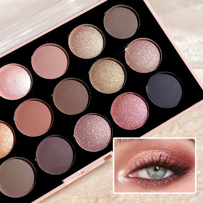 18-Color Eyeshadow Palette – Matte, Pearlescent, Shimmer & Glitter Shades, Long-Lasting Eye Makeup Kit