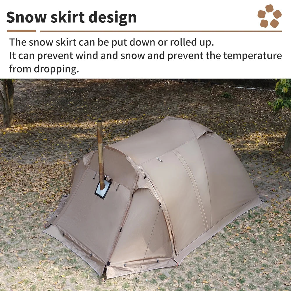 Fireproof Hot Tent for 2 People – Waterproof Extend Dome with Stove Jack & Snow Skirt, 4-Season Camping, Hiking, Hunting Winter Shelter