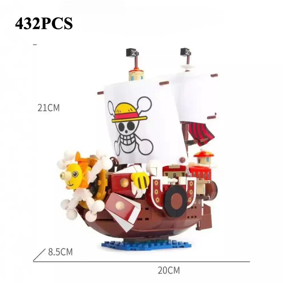 One Piece Thousand Sunny Boat Building Blocks – 1484/432pcs Cartoon Pirate Ship Toy Set for Kids Christmas Gifts
