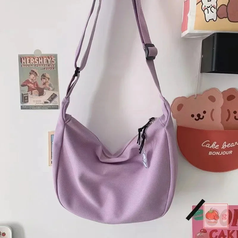 Women’s Solid Harajuku Shoulder Bag – Large Capacity Multifunction Crossbody Handbag for Teens & Everyday Use