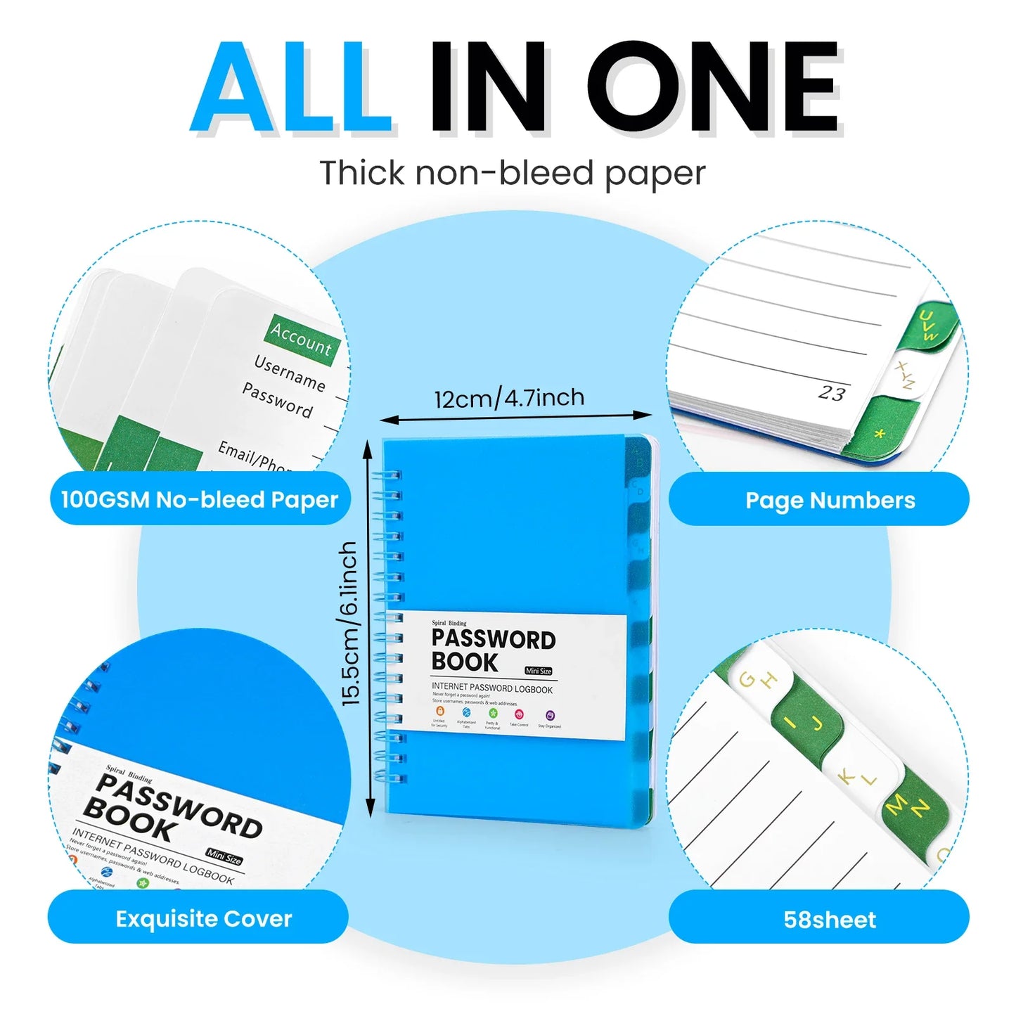 Mini A6 Password Book Notebook – Pocket-Sized Organizer, Diary & Logbook for Office, School & Personal Use