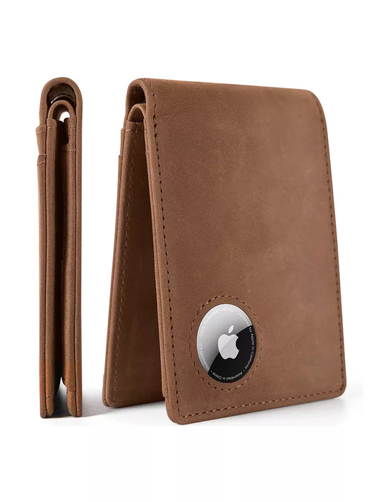 Retro Minimalist Men's RFID Wallet : Multi Card Holder Compatible with Apple AirTag