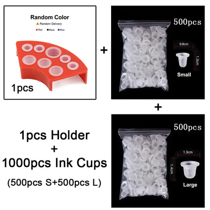 100/500/1000pcs Disposable Silicone Tattoo Ink Cup Caps — Pigment Holder Containers for Tattoo Accessories
