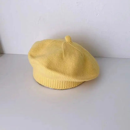Flower Baby Beret Hat - Warm Knitted Winter Beanie Cap for Infant Girls & Toddlers