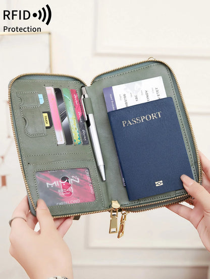 New Travel Passport Wallet – Fashionable Multi-Functional Double Zipper PU Leather Passport Cover with Clip