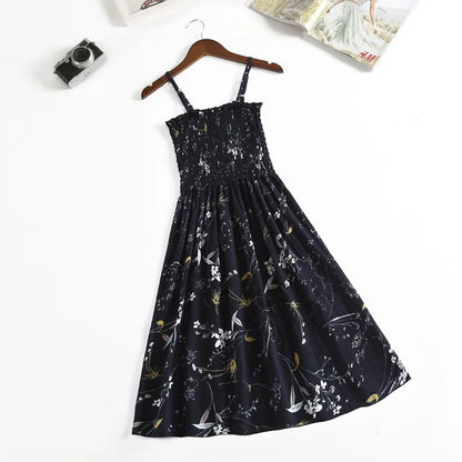 Women’s Summer Mini Dress – Casual Sleeveless Spaghetti Strap Chiffon Dress with Elastic High Waist