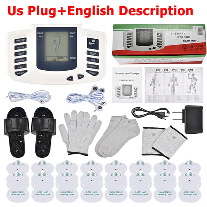 Full Body EMS Muscle Stimulator — Digital TENS Acupuncture Massager with 16 Pads and Meridian Therapy Set