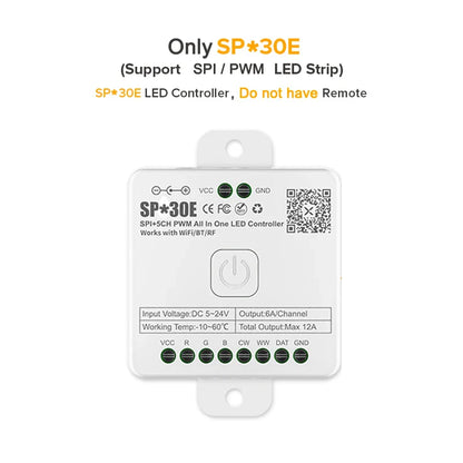 SP530E/SP630E All-in-One WiFi LED Controller, 5CH PWM SPI Pixel LED Strip Control, Compatible with WS2811 WS2812B SK6812 FCOB, Alexa & Google Home Support, Bluetooth Smart Lighting Module