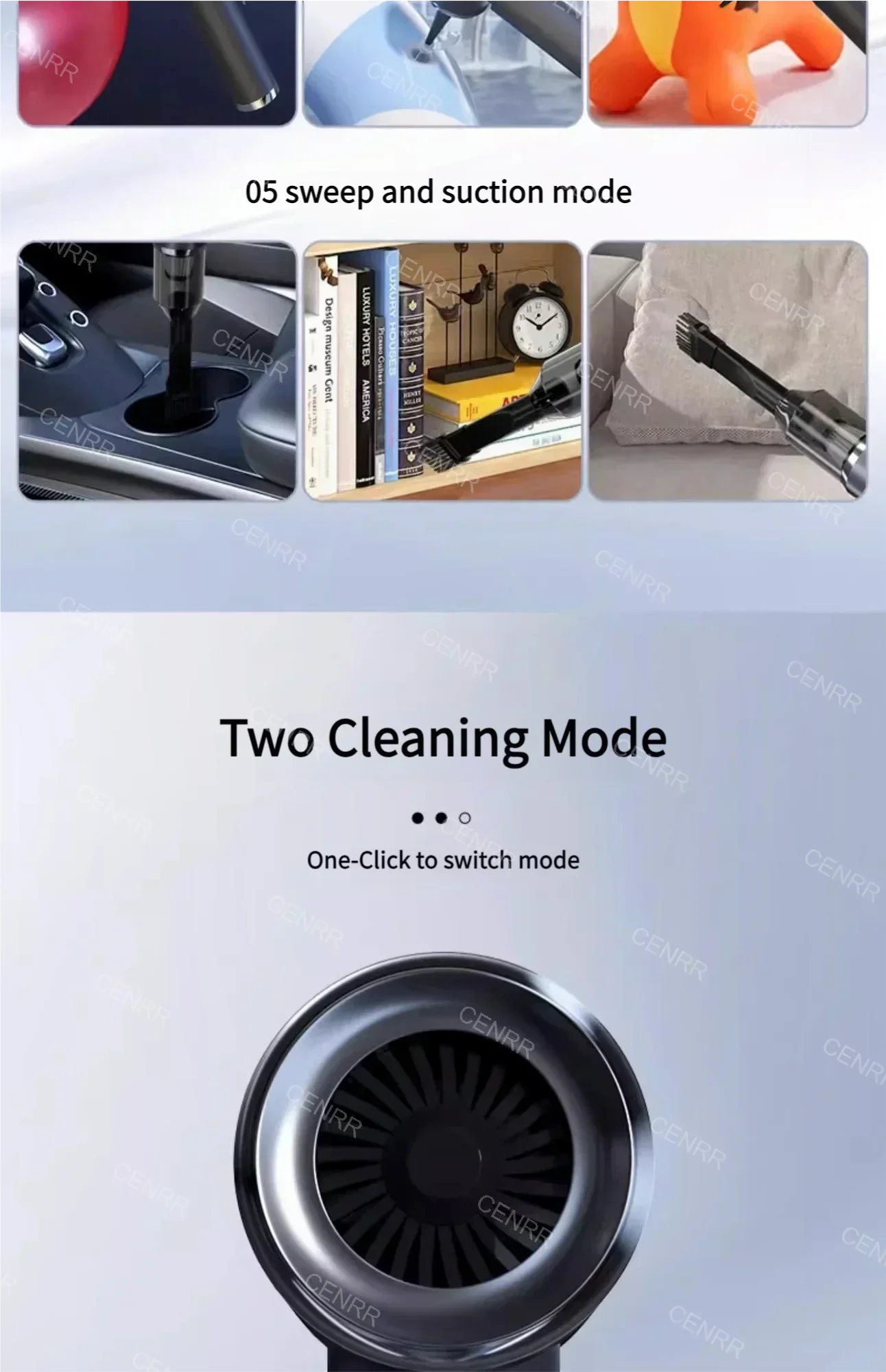 CENRR 210000PA Mini Wireless Car Vacuum Cleaner – Powerful Handheld Portable Cleaning Machine