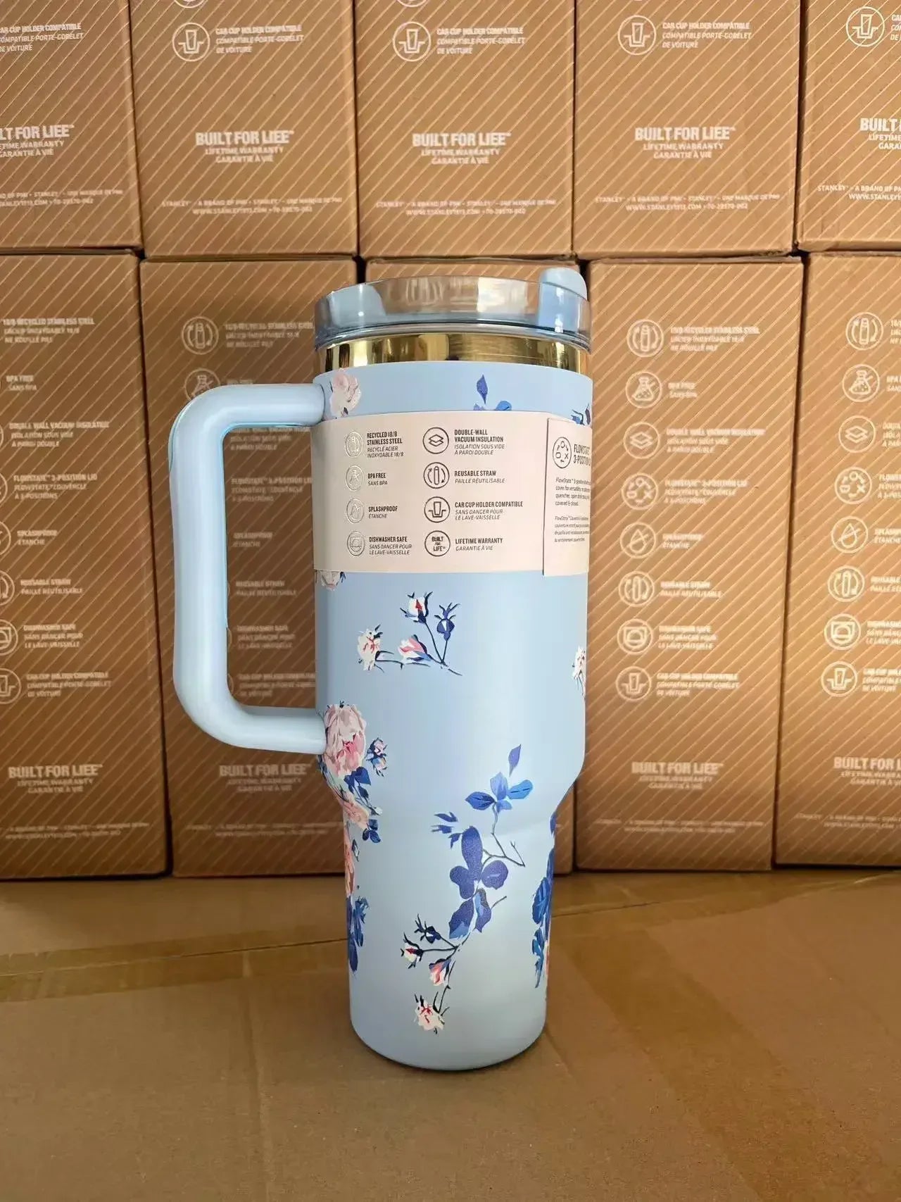 2025 New Stainless Steel Travel Mug with Handle & Straw Lid – 30oz/40oz Vacuum Insulated, Double Wall Thermal Iced Cup