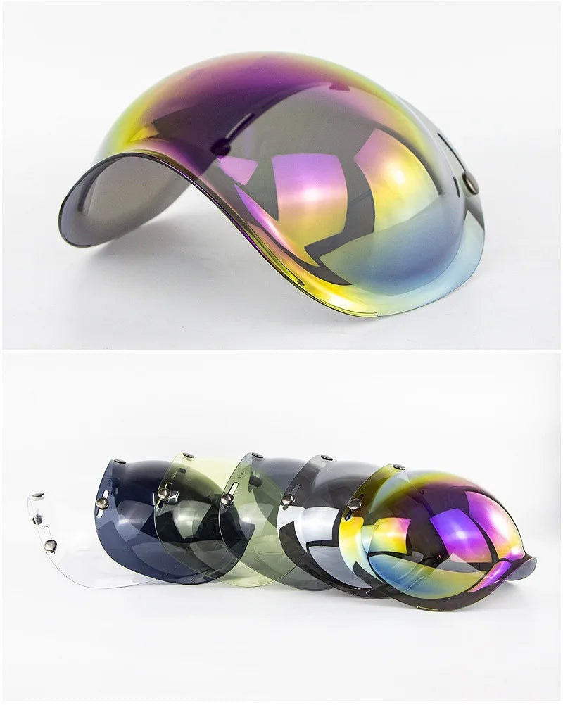 Motorcycle Helmet Bubble Visor – Anti-Fog UV Protection HD Lens for Retro Open Face Helmets