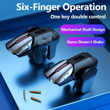 G21 Mobile Game Trigger Gamepad — 6-Finger Aim Shooting Joystick with L1 R1 Buttons for PUBG Controller