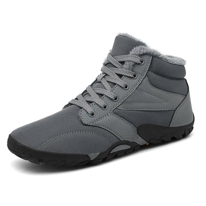 Men's Winter Snow Boots – Warm Fur Lined, Non-Slip Barefoot Outdoor Ankle Sneakers, Lightweight Hiking Shoes, Plus Size