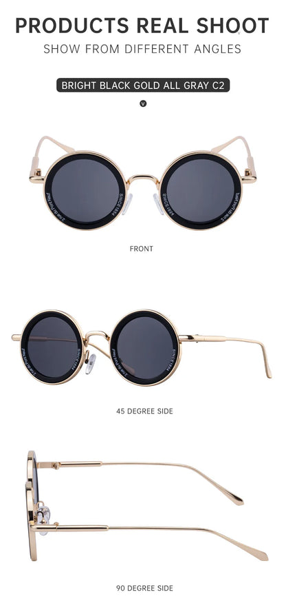 Round Steampunk Sunglasses — Vintage Punk Retro Fashion Glasses for Men & Women