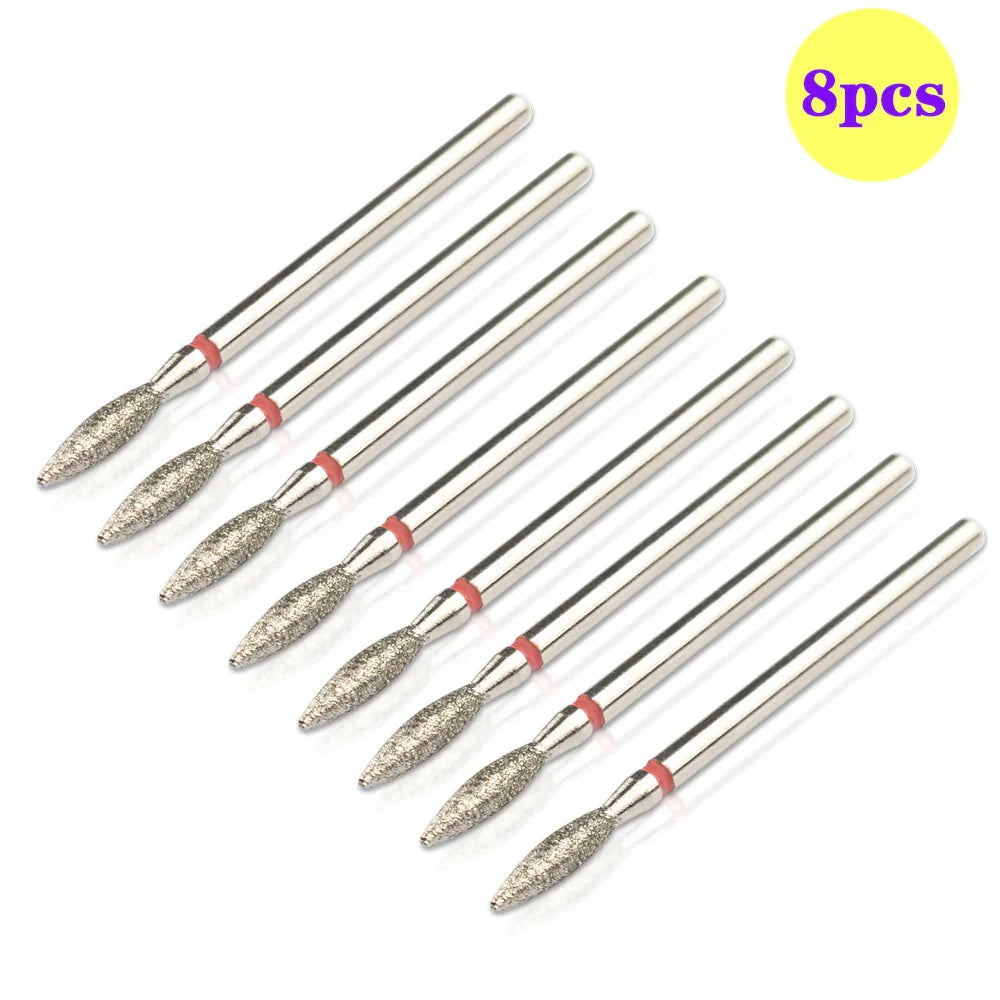 8pcs Diamond Nail Drill Bit Set - Rotary Electric Milling Cutters for Pedicure, Manicure, Cuticle Burr & Nail Tools Accessories