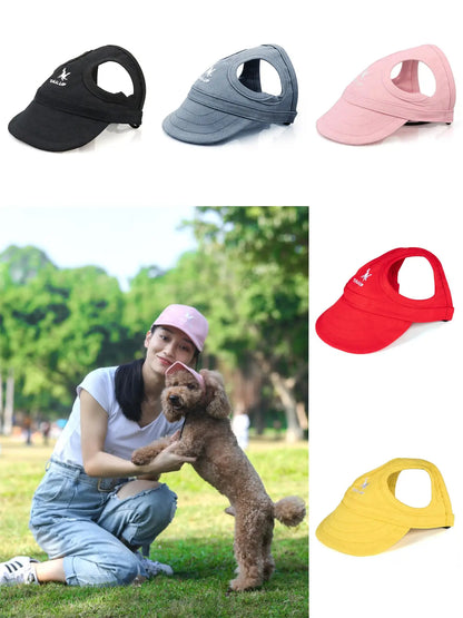 Adjustable Pet Dog Baseball Cap – Cute Travel Sun Visor Hat with Ear Holes | Outdoor Breathable Sport Pet Cap for Dogs