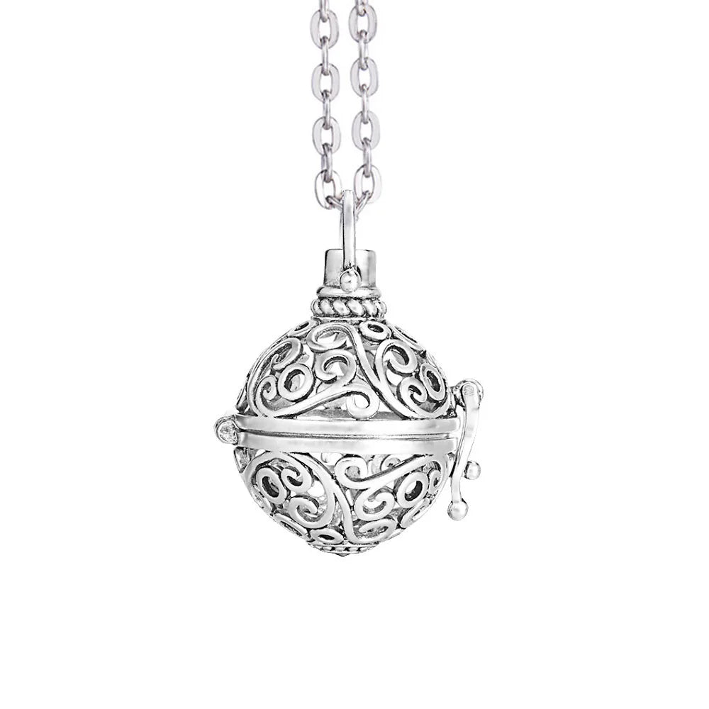Vintage Mexico Angel Ball Chime Necklace – Antique Locket Aromatherapy Essential Oil Diffuser