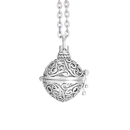 Vintage Mexico Angel Ball Chime Necklace – Antique Locket Aromatherapy Essential Oil Diffuser