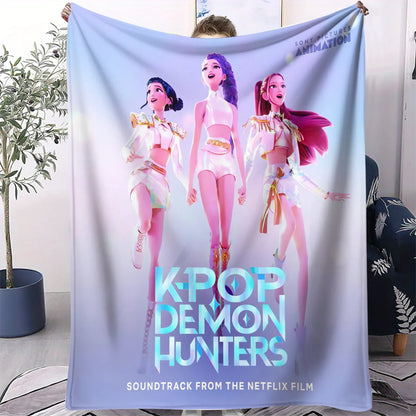 K-Pop Demon Hunters Flannel Blanket – 31 Styles Anime Throw for Home, Travel & Camping Fan Gift