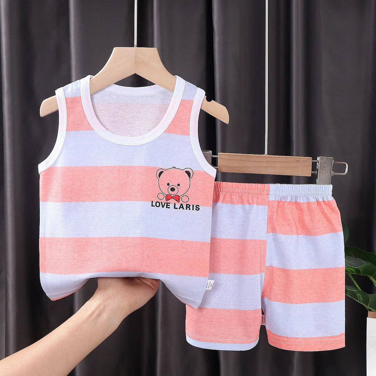 2PCS Kids Summer Vest Set – Cotton Sleeveless T-Shirt & Shorts for Boys & Girls Baby Clothes