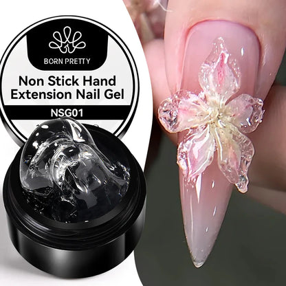 BORN PRETTY 15ml Clear Non-Stick Hand Extension Gel - 3D Shaping Nail Art, Milky Jelly Hard Gel for Fake Nails