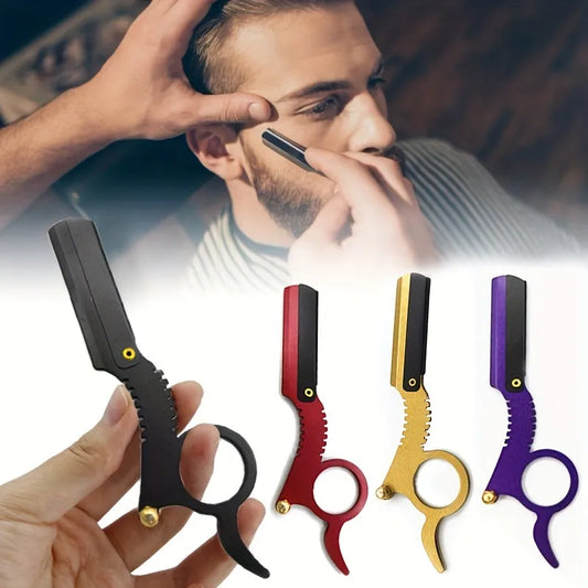 Stainless Steel Old Fashioned Razor Holder: Thumb Shaving Tool for Eyebrows and Face Cleaning - Bladeless Safety Razor Scissors
