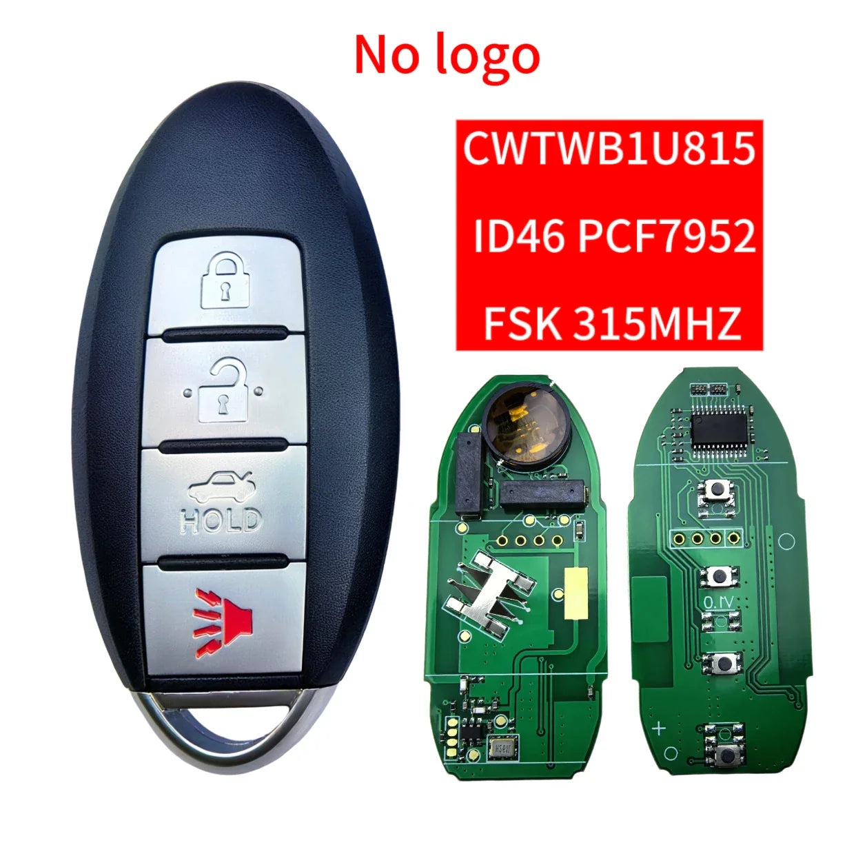 Jingxin CWTWB1U815 Smart Key & Board with 4BT 315MHz ID46-PCF7952 Chip – Compatible for Nissan Sunny, Teana, Sylphy, Sentra, Versa Car Key Shell