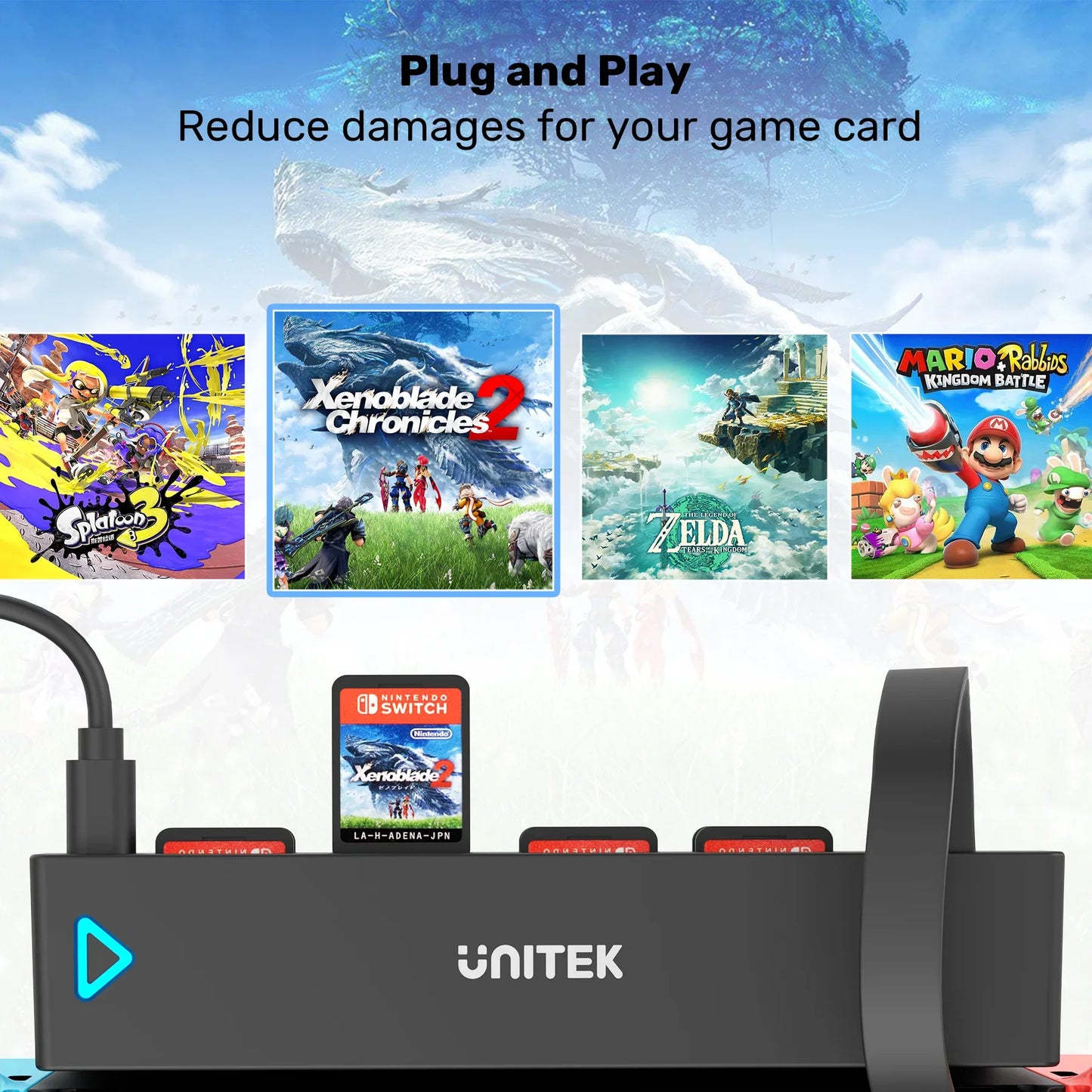 Nintendo Switch OLED Game Switcher — One-Key Fast Switching Multi-Game Card Reader with 5M Wireless Control Accessory