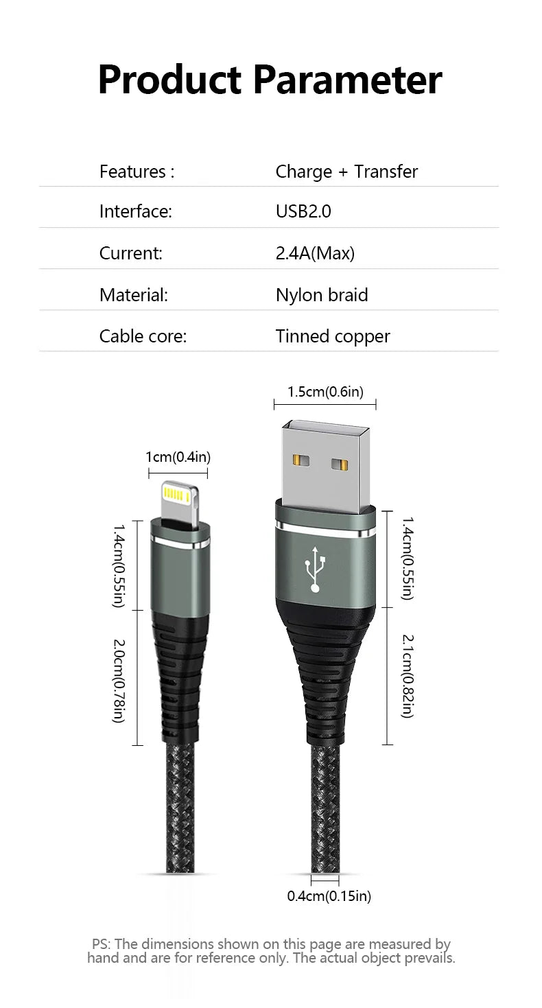 Original Lightning USB Fast Charging Cable – Nylon Braided Charger Cord for iPhone 14/13/12/11/XS/XR/8/7/6/SE