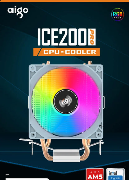Aigo CPU Cooler — 2/4/6 Heat Pipe Radiator with 3-Pin PWM Silent RGB Fan for Intel LGA 1700/1150/1155/1156/1366 & AMD AM2/AM3/AM4