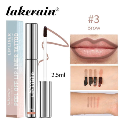Waterproof Peel-Off Lip Liner & Tattoo Lip Gloss – Long-Lasting Matte Lip Tint & Brown Contour Lip Stain