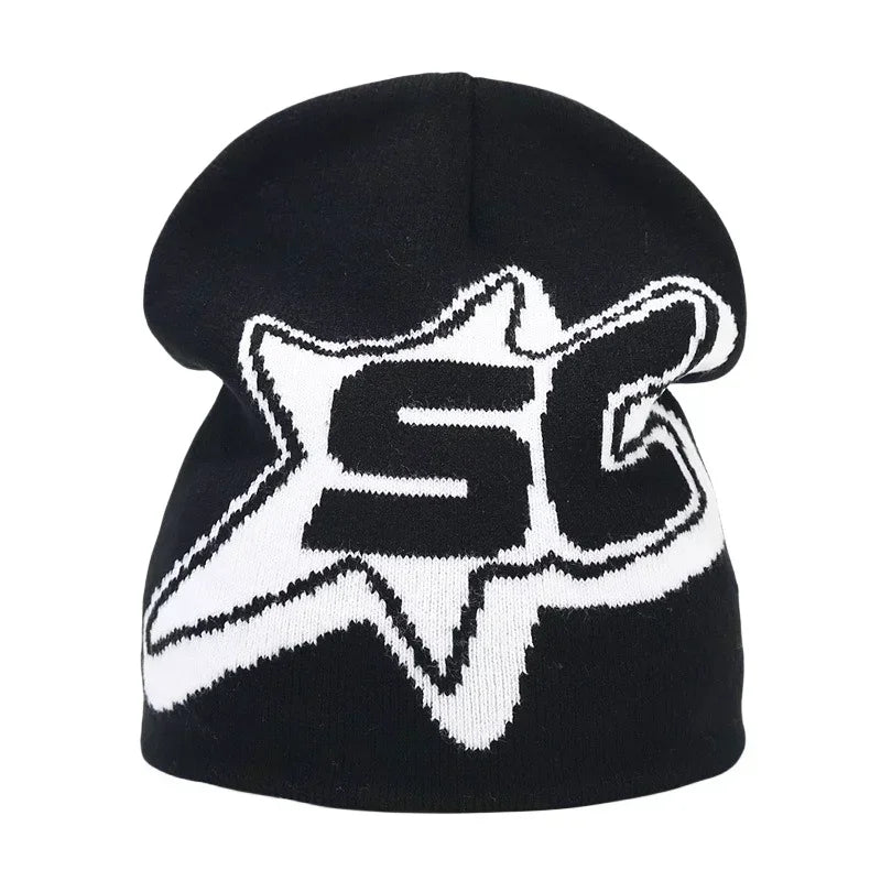 Y2K Letter Knitted Beanie Cap – Unisex Winter Autumn Warm Ski Skullcap, Hip Hop Streetwear Ear Cover Hat for Men & Women
