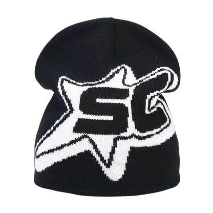 Y2K Letter Knitted Beanie Cap – Unisex Winter Autumn Warm Ski Skullcap, Hip Hop Streetwear Ear Cover Hat for Men & Women